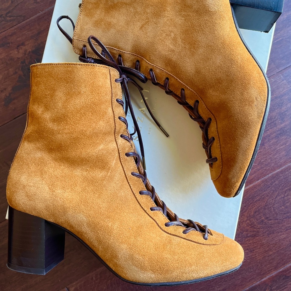 Sezane Sandy Suede Lace-Up Ankle Boots - Picture 8 of 10